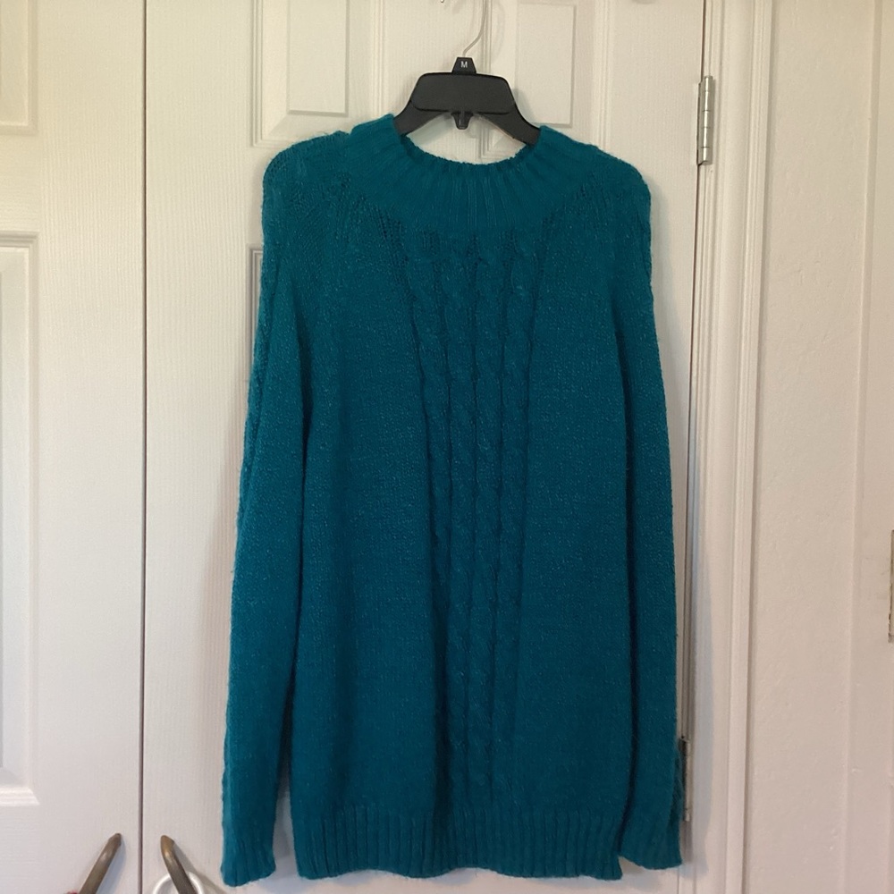 Pretty Partners II acrylic 2X 20-22 dark aqua sweater good pre worn